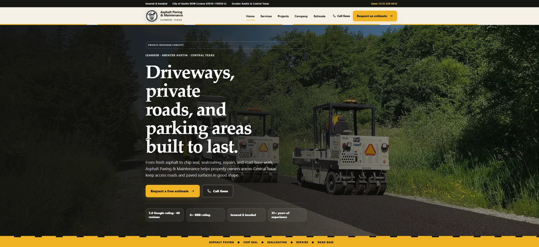 Asphalt Paving & Maintenance website concept