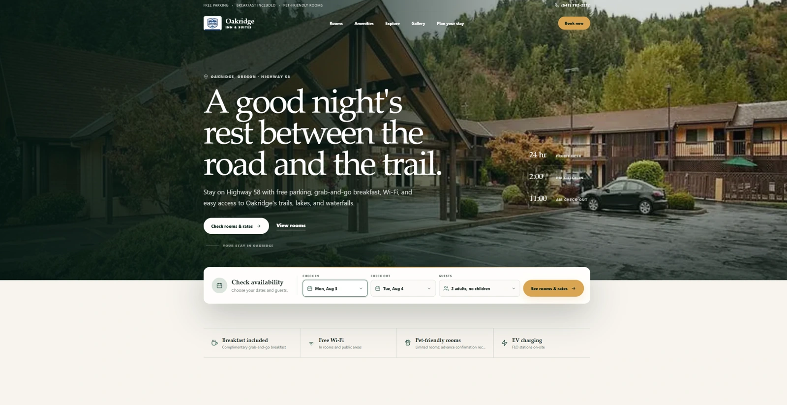 Oakridge Inn & Suites website concept