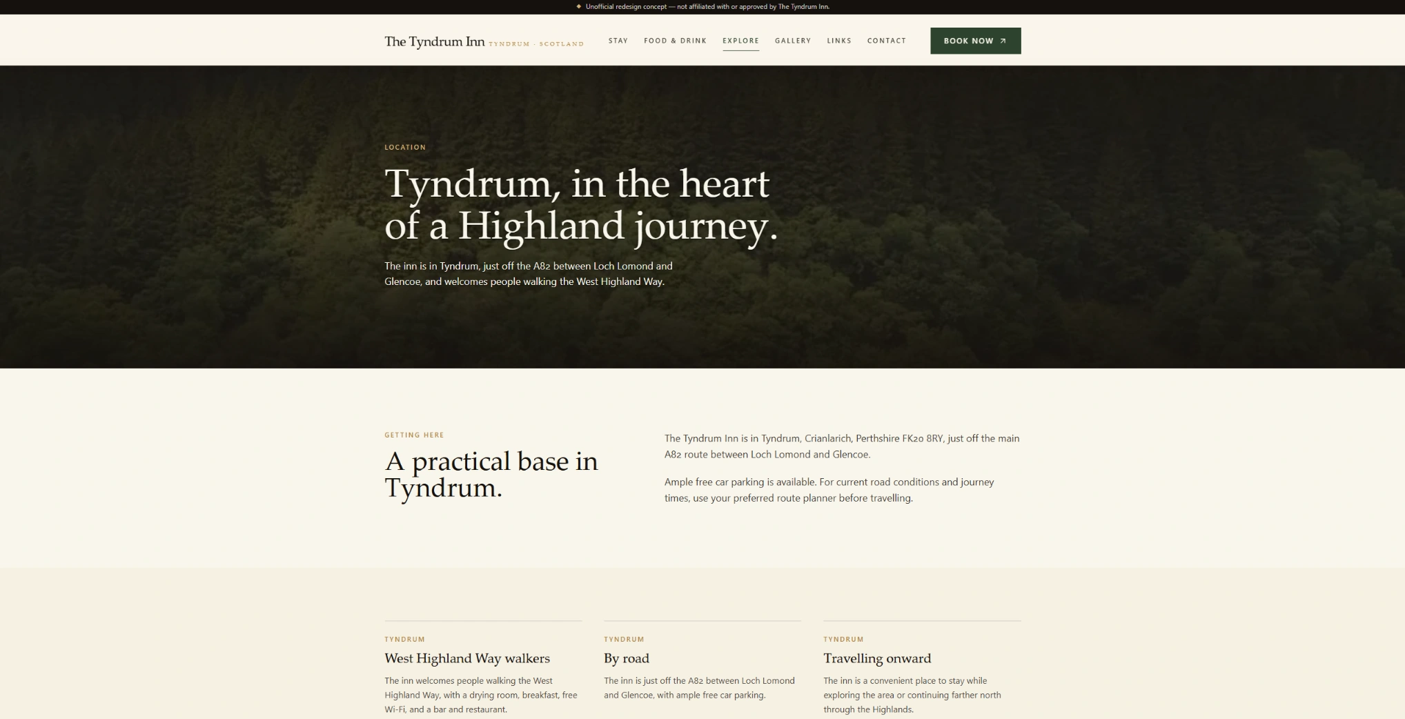 The Tyndrum Inn website concept